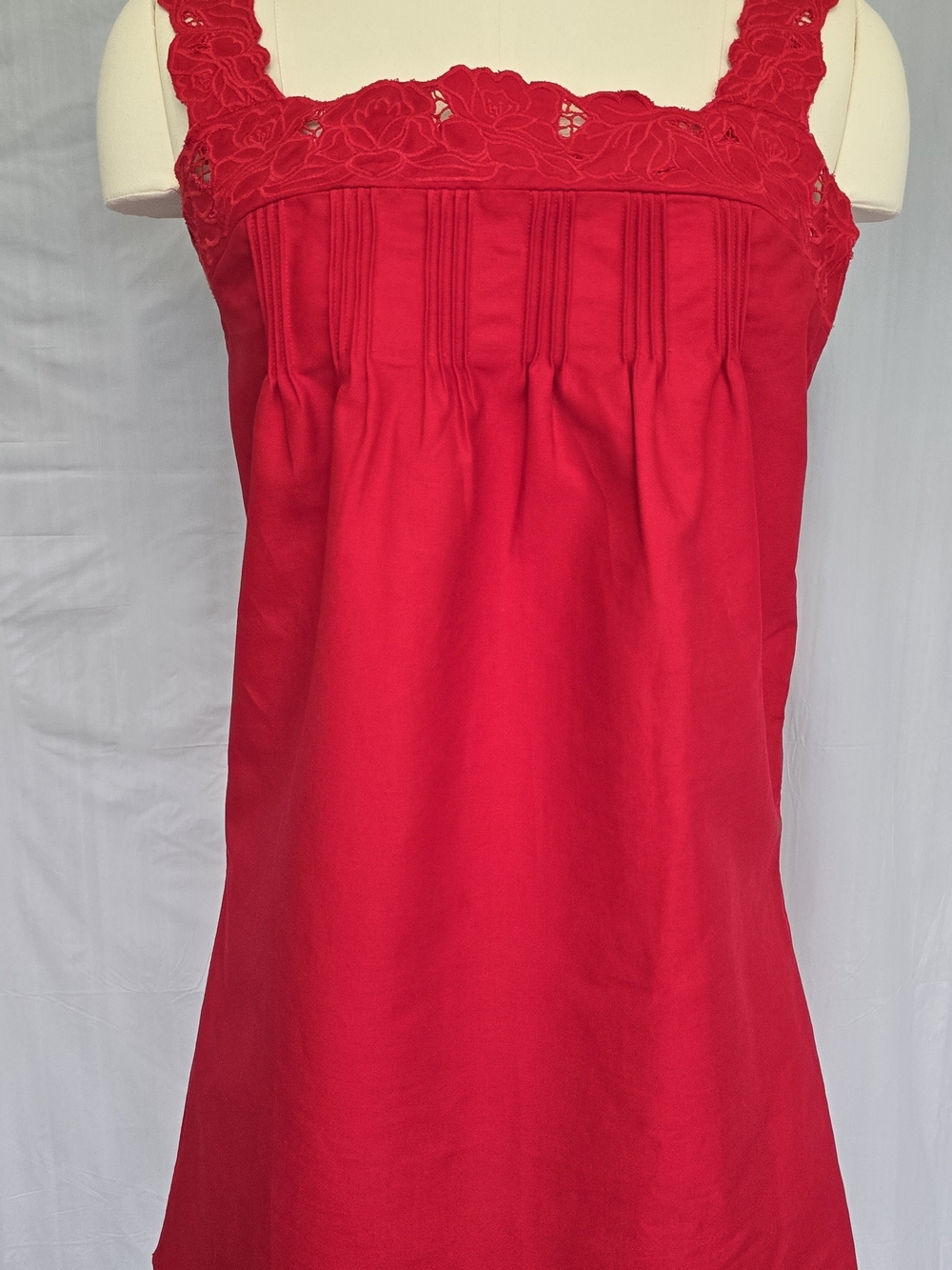 J.Crew Women's Ondine Mini Dress Red Double Cotton Poplin Lace Cutwork MT